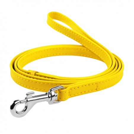 Laisse Glamour en cuir Jaune