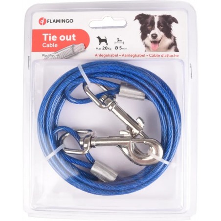 Câble d'attache bleu 3m pour chien