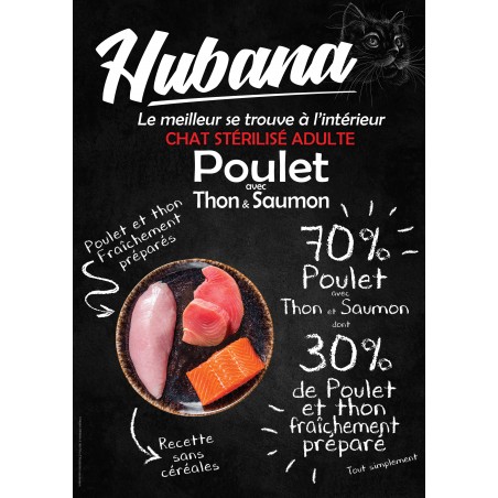 Croquettes Hubana chat stérilisé sans céréales au poulet & thon & saumon