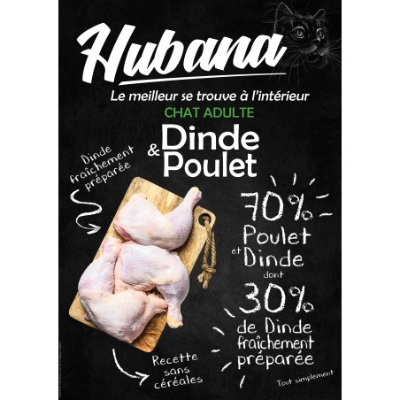 Croquettes Hubana chat adulte sans céréales à la Dinde et au Poulet