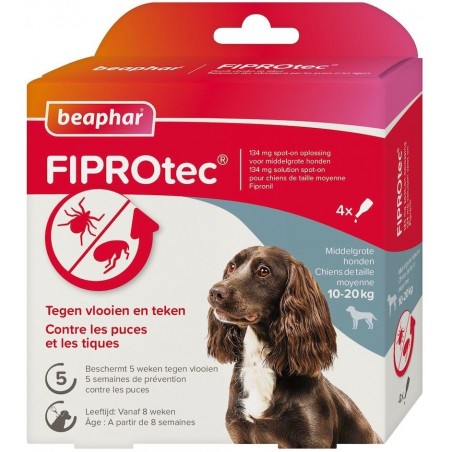 FIPROtec pipettes antiparasitaires chien moyen 4 pipettes