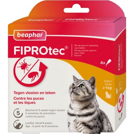 FIPROtec pipettes antiparasitaires chat 4 pipettes