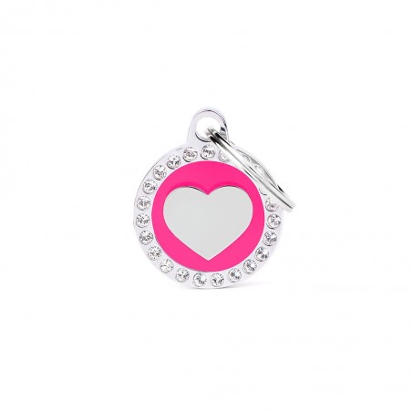 Médaille ronde glam rose coeur verso