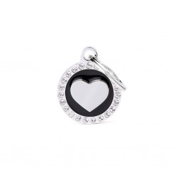 Médaille ronde glam noire coeur verso