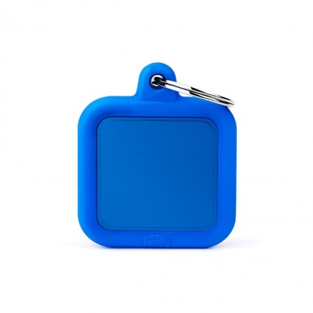 Médaille rebords gomme carré bleu recto/verso