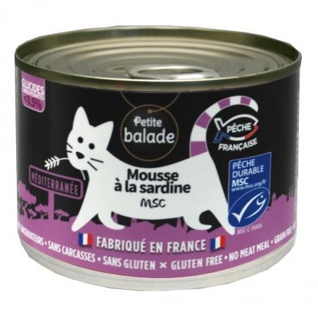 Mousse pour chat petite balade à la sardine 200gr