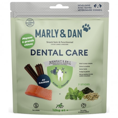 Sticks Marly & Dan pour moyens et grands chiens, permettent de lutter contre la plaque dentaire.