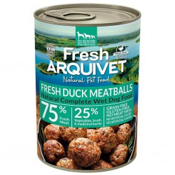 Alimentation humide Arquivet composée de canard frais pour chien.