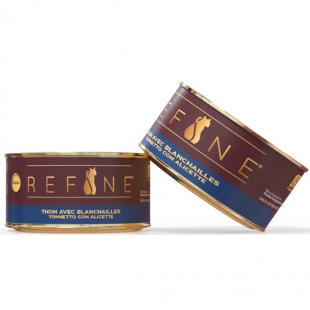 Nourriture Humide Refine au thon et à la blanchaille pour chats adultes . Nourriture Humide Refine au thon et à la blanchaille pour chats adultes .