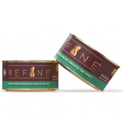 Nourriture Humide au thon aux poulpes aux fruits de mer pour chats adultes.