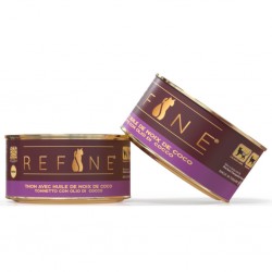 Nourriture humide au thon et à l'huile de coco pour chats stérilisés.