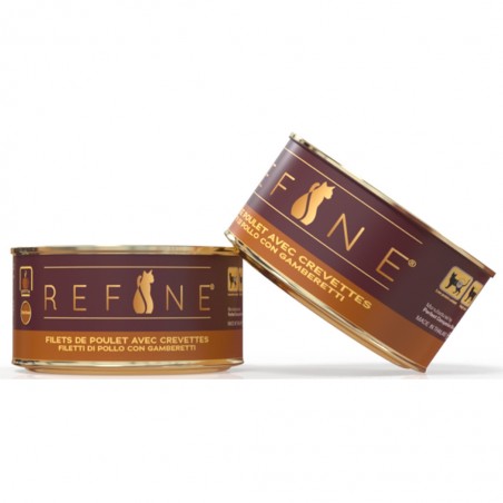 Nourriture humide aux filets de poulet et aux crevettes pour les chats stérilisés. Nourriture humide aux filets de poulet et aux crevettes pour les chats stérilisés.