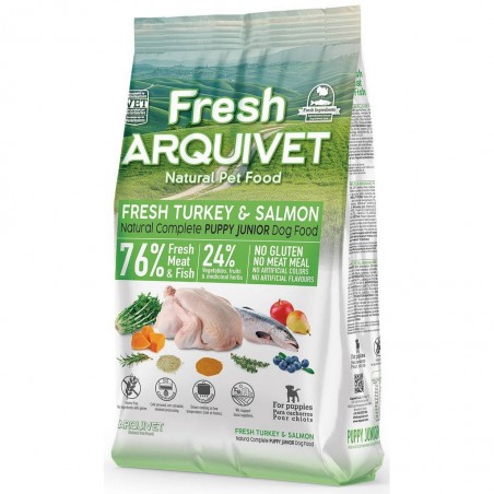 Aliment Arquivet pour les chiots à la dinde et au saumon .