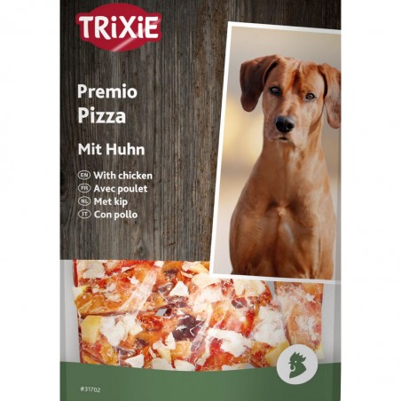 Friandise en forme de pizza au poulet pour chien.