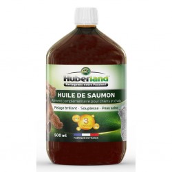 Huile de saumon pour chiens et chats.
