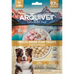 Friandises lyophilisées au cabillaud et au poulet de la marque Arquivet pour chien