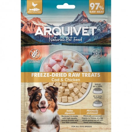 Friandises lyophilisées au cabillaud et au poulet de la marque Arquivet pour chien