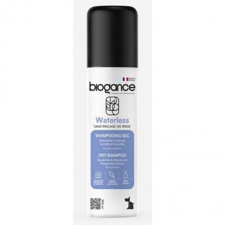 Shampooing sec sans rinçage pour chien de la marque Biogance.